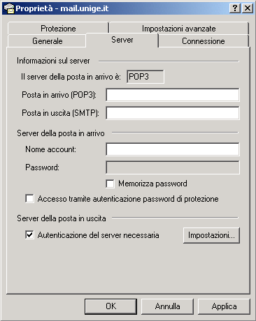 immagine: impostazione dell'autenticazione SMTP